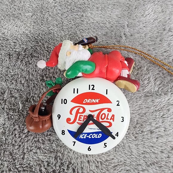1997 Vintage Santa Pepsi Cola Ice Cold Clock Face Christmas Ornament - Picture 2 of 7